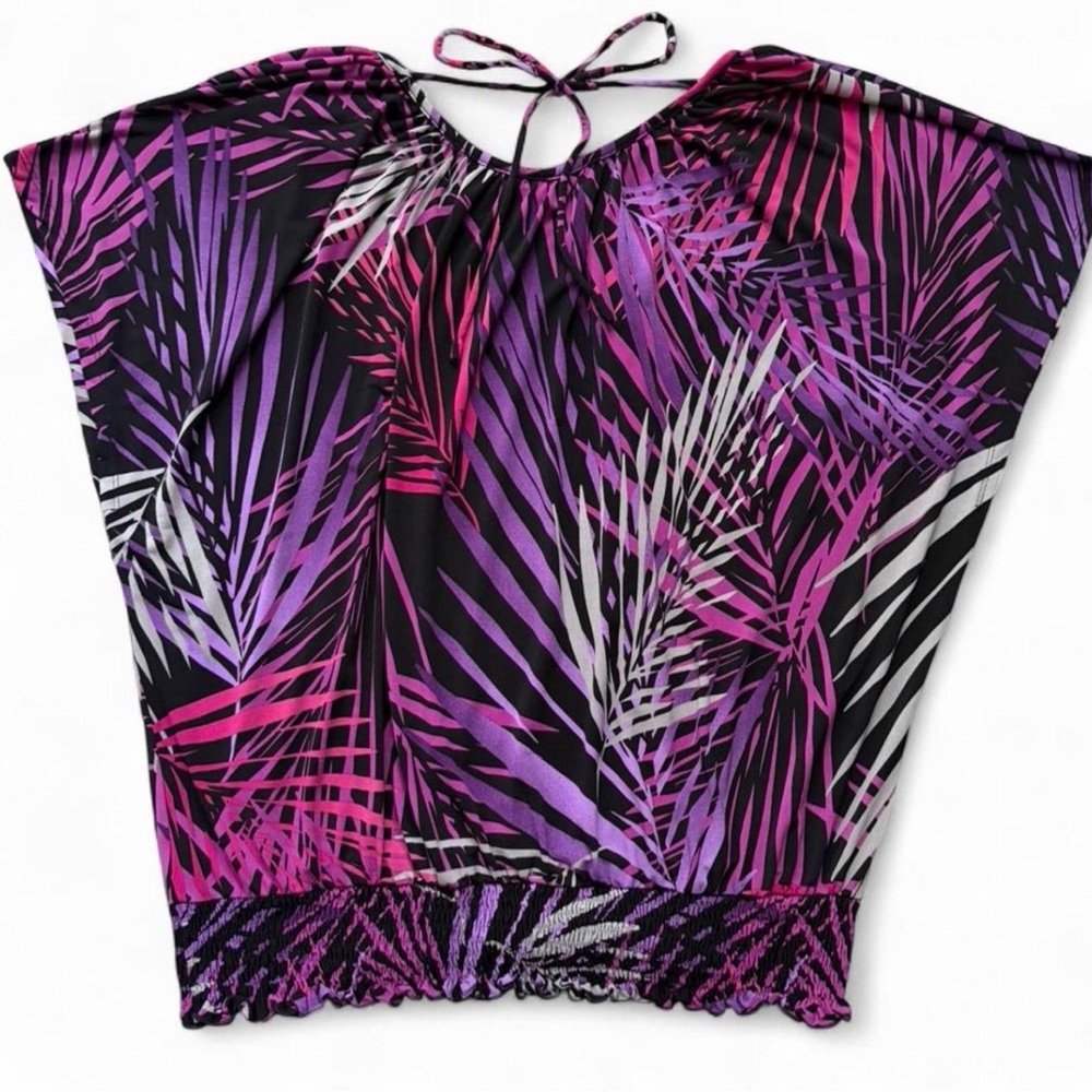 Apt. 9 Women's Palm Print Blouse - Black and Purple - Picture 3 of 6